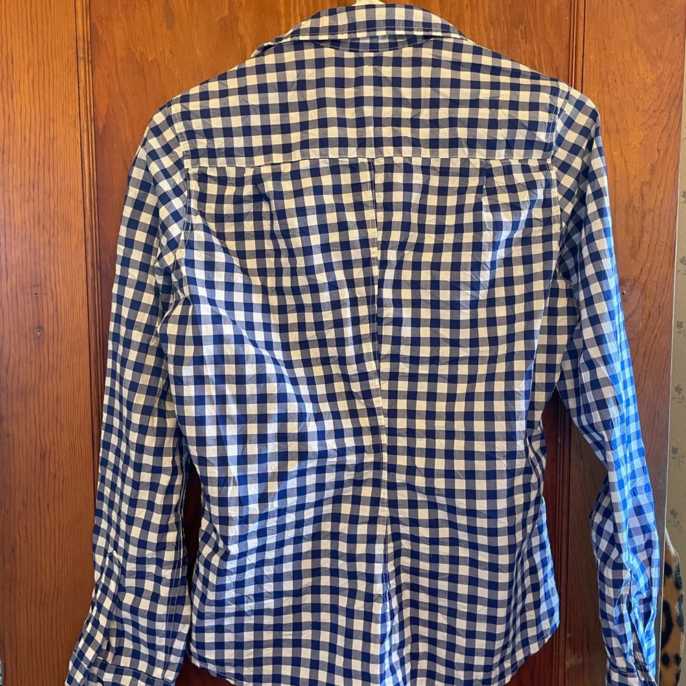 Frank & Eileen Blue and White Gingham Blouse Small - Picture 2 of 7